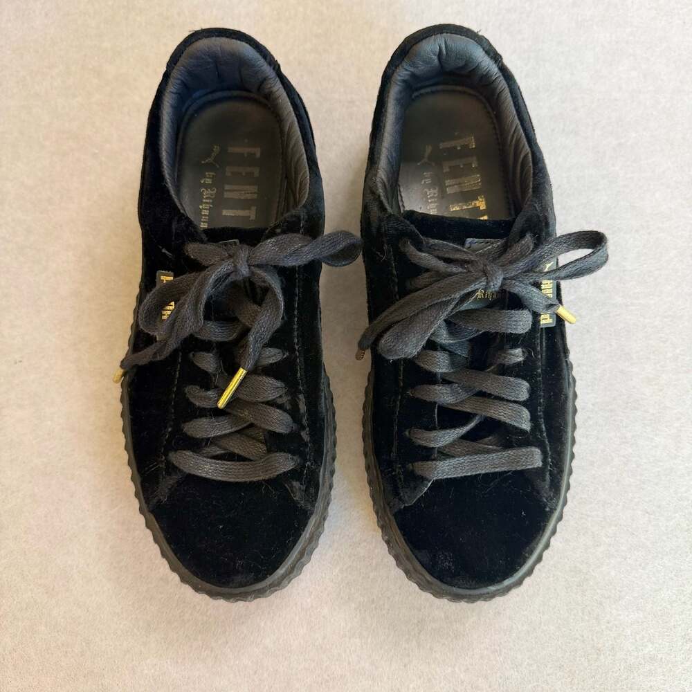 Puma Fenty Velvet Creeper Sneakers Women’s 7.5 Black Gold 364466-01